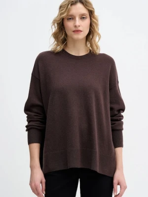 Sisley sweter z dodatkiem wełny damski kolor brązowy lekki 18AYM103K