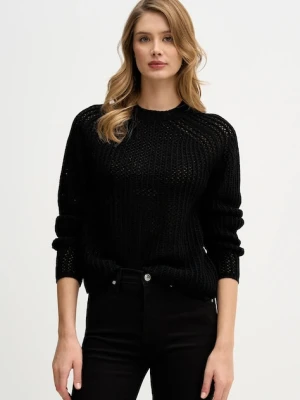 Sisley sweter z dodatkiem wełny damski kolor czarny 1WBZL106W