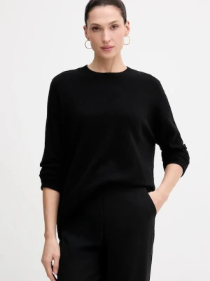 Sisley sweter z dodatkiem wełny damski kolor czarny lekki 18AYM103K