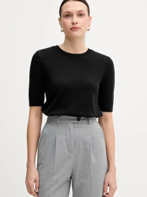 Sisley sweter z dodatkiem wełny damski kolor czarny lekki 1SBXM106L