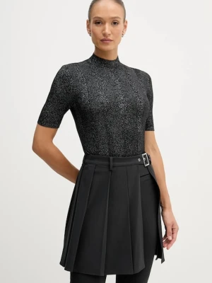 Sisley sweter z dodatkiem wełny damski kolor czarny lekki z półgolfem 1WH2M2025