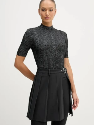 Sisley sweter z dodatkiem wełny damski kolor czarny lekki z półgolfem 1WH2M2025