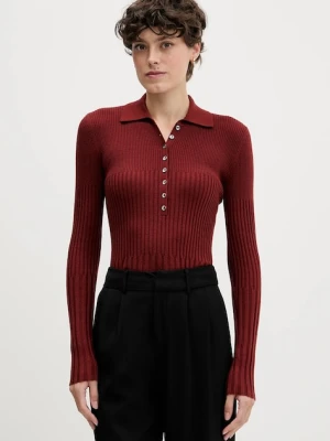 Sisley sweter z dodatkiem wełny damski kolor czerwony lekki 1QNQL300E