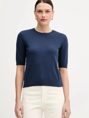 Sisley sweter z dodatkiem wełny damski kolor granatowy lekki 1SBXM106L