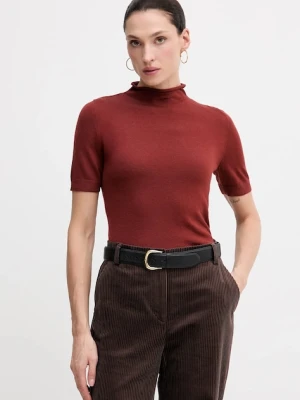 Sisley sweter z dodatkiem wełny kolor czarny z półgolfem 11BAM105P