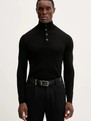Sisley sweter z dodatkiem wełny męski kolor czarny lekki 11BAS200W