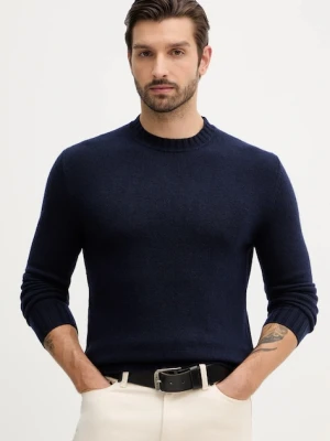 Sisley sweter z dodatkiem wełny męski kolor granatowy lekki 18AYS104L