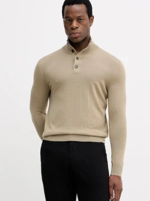 Sisley sweter z dodatkiem wełny męski kolor zielony lekki 11BAS200W