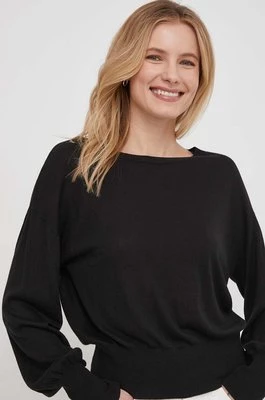 Sisley sweter z domieszką jedwabiu kolor czarny lekki