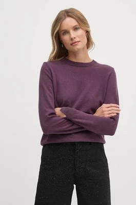 Sisley sweter z domieszką wełny damski kolor fioletowy lekki 102HM100F