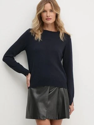 Sisley sweter z domieszką wełny damski kolor granatowy lekki 102HM100F