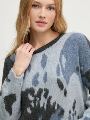 Sisley sweter z domieszką wełny damski kolor niebieski 106QL105N