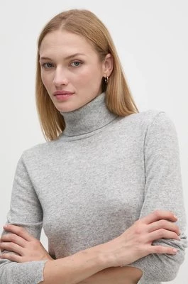 Sisley sweter z domieszką wełny damski kolor szary lekki z golfem 102HM2174