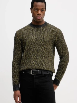 Sisley sweter z domieszką wełny męski kolor zielony ciepły 170WS104K