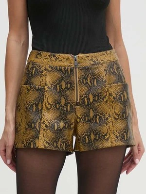 Sisley szorty damskie kolor brązowy wzorzyste high waist 4S6VL901E