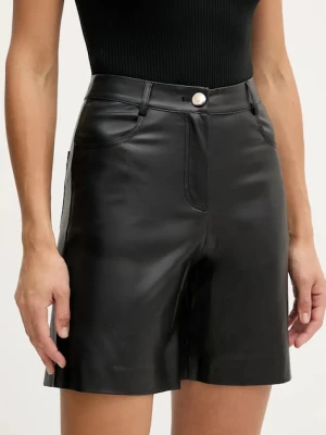 Sisley szorty damskie kolor czarny gładkie high waist 44UKL901Q