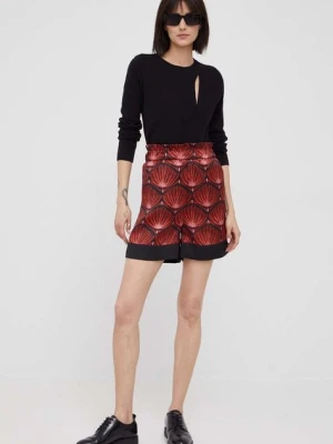 Sisley szorty damskie kolor czerwony wzorzyste high waist