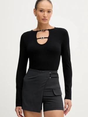 Sisley szorty damskie kolor szary gładkie high waist 483QL901T