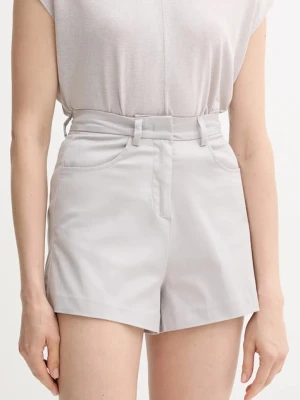 Sisley szorty damskie kolor szary gładkie high waist 4ED4L901N