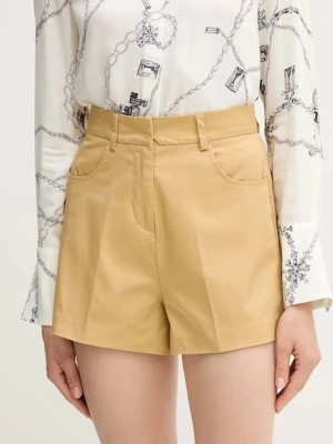 Sisley szorty damskie kolor żółty gładkie high waist 4ED4L901N