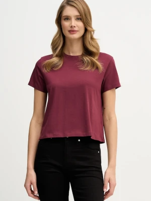 Sisley t-shirt bawełniany bordowy