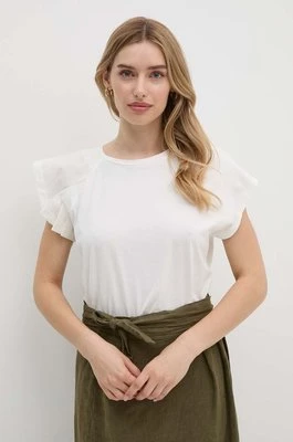 Sisley t-shirt bawełniany damski kolor beżowy 33D6L106C