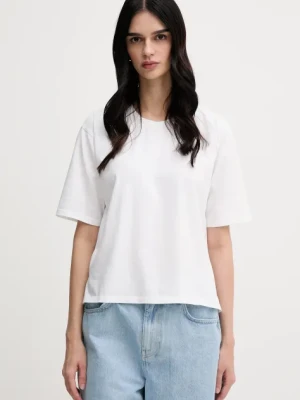 Sisley t-shirt bawełniany damski kolor beżowy 3F1QL107K