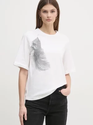 Sisley t-shirt bawełniany damski kolor beżowy 3I1XL106R