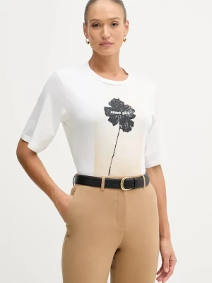 Sisley t-shirt bawełniany damski kolor beżowy 3I1XL107Y