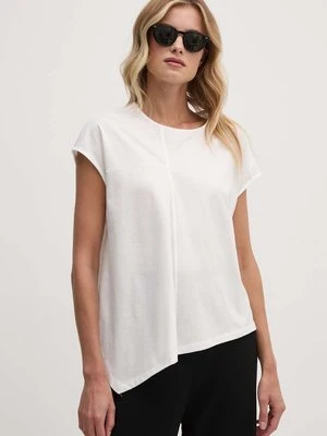 Sisley t-shirt bawełniany damski kolor beżowy 3J5CL105U