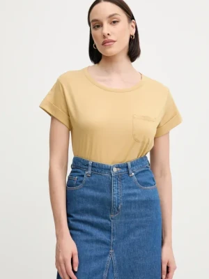 Sisley t-shirt bawełniany damski kolor beżowy