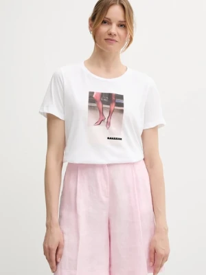 Sisley t-shirt bawełniany damski kolor biały 35USL107H