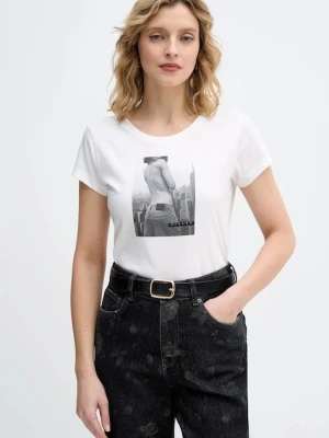 Sisley t-shirt bawełniany damski kolor biały 3I1XL107Z