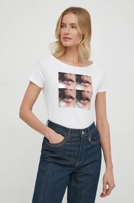 Sisley t-shirt bawełniany damski kolor biały