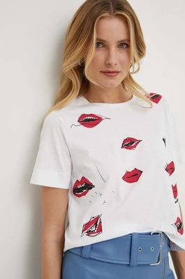 Sisley t-shirt bawełniany damski kolor biały