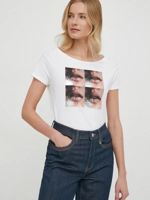 Sisley t-shirt bawełniany damski kolor biały