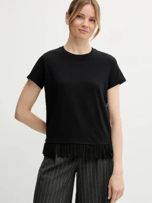 Sisley t-shirt bawełniany damski kolor czarny 3096L107J