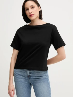 Sisley t-shirt bawełniany damski kolor czarny 36W9L400N