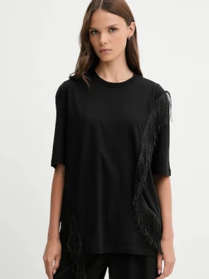 Sisley t-shirt bawełniany damski kolor czarny 3F8NL107B