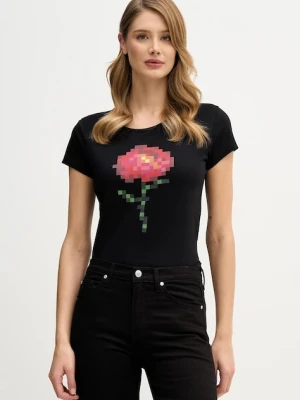 Sisley t-shirt bawełniany damski kolor czarny 3I1XL107Z