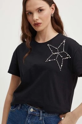 Sisley t-shirt bawełniany damski kolor czarny