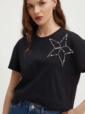 Sisley t-shirt bawełniany damski kolor czarny