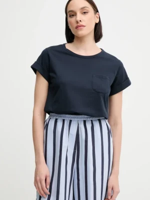 Sisley t-shirt bawełniany damski kolor granatowy