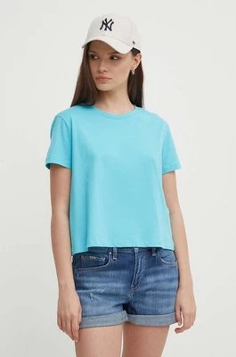 Sisley t-shirt bawełniany damski kolor niebieski