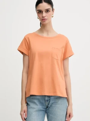 Sisley t-shirt bawełniany damski kolor pomarańczowy