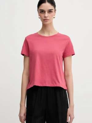 Sisley t-shirt bawełniany damski kolor różowy 3I1XL107A