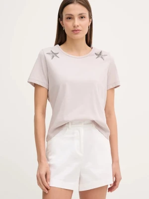 Sisley t-shirt bawełniany damski kolor szary 35USL107H