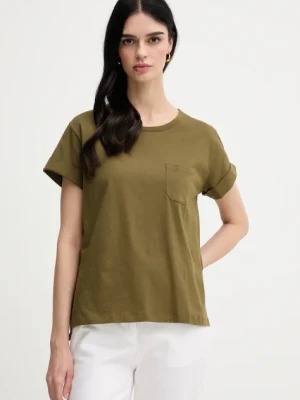 Sisley t-shirt bawełniany damski kolor zielony