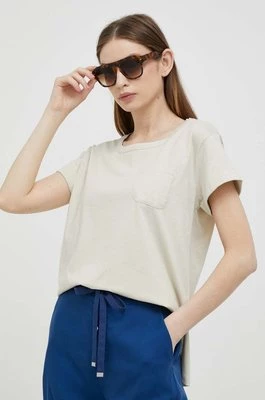 Sisley t-shirt bawełniany kolor beżowy