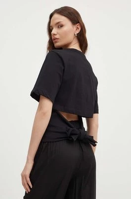 Sisley t-shirt bawełniany kolor czarny